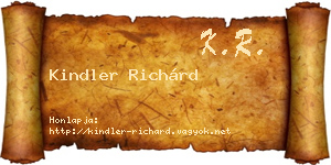 Kindler Richárd névjegykártya